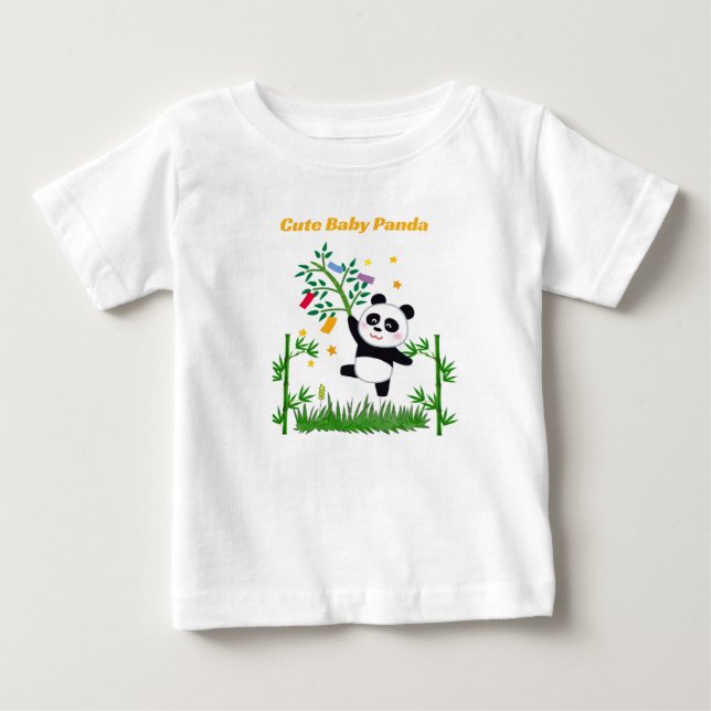 Camiseta con ilustración de adorable panda bebé co (Anverso)