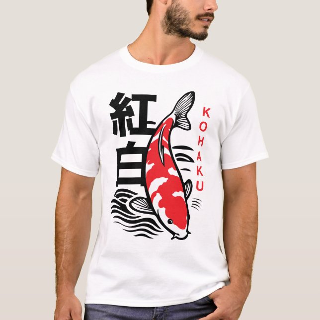 Camiseta con ilustración de pez koi kohaku japonés (Anverso)