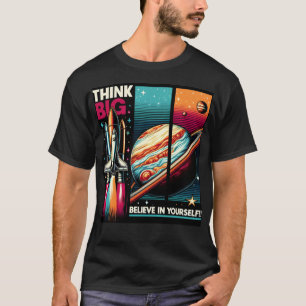 Camiseta Con Imagen De Un Cohete y De Jupiter
