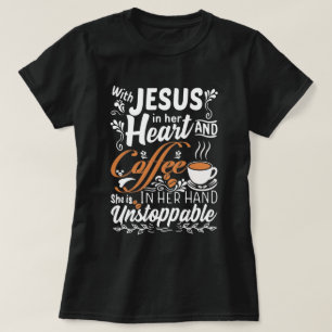 Camiseta Con Jesús en su corazón   Gracioso café cristia