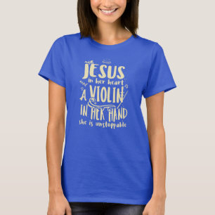 Camiseta Con Jesús En Su Corazón, Un Violín Es Imparable