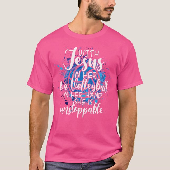 Camiseta Con Jesús en su corazón Voleibol cristiano (Anverso)