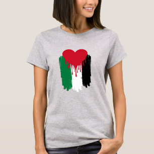 Camiseta con la bandera palestina con el corazón d