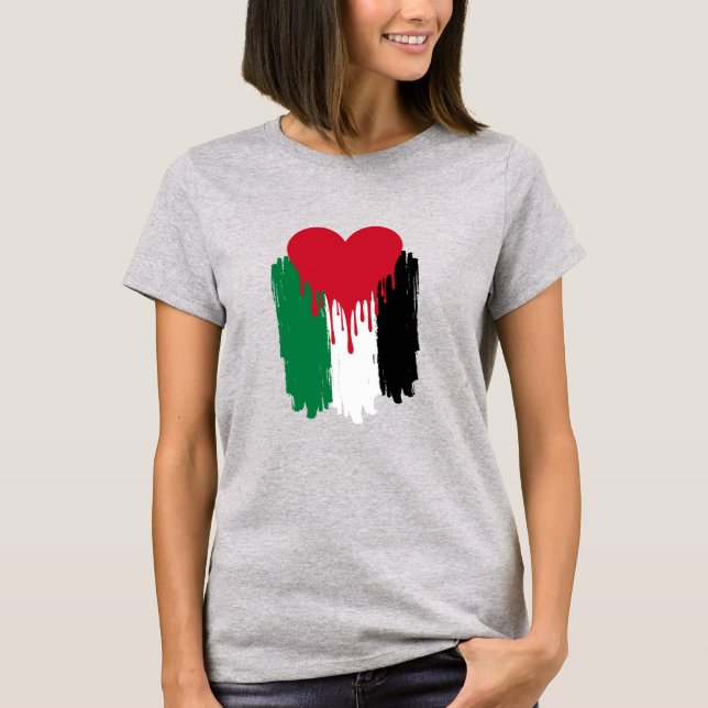 Camiseta con la bandera palestina con el corazón d (Anverso)