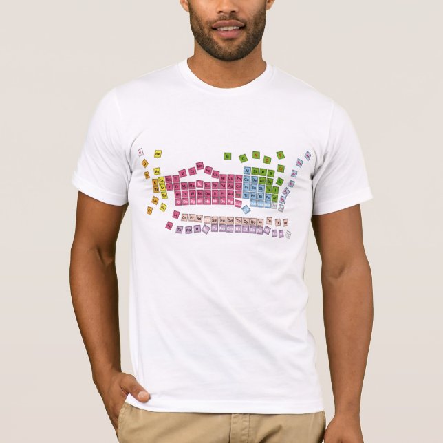 Camiseta con la tabla periódica desordenada (Anverso)