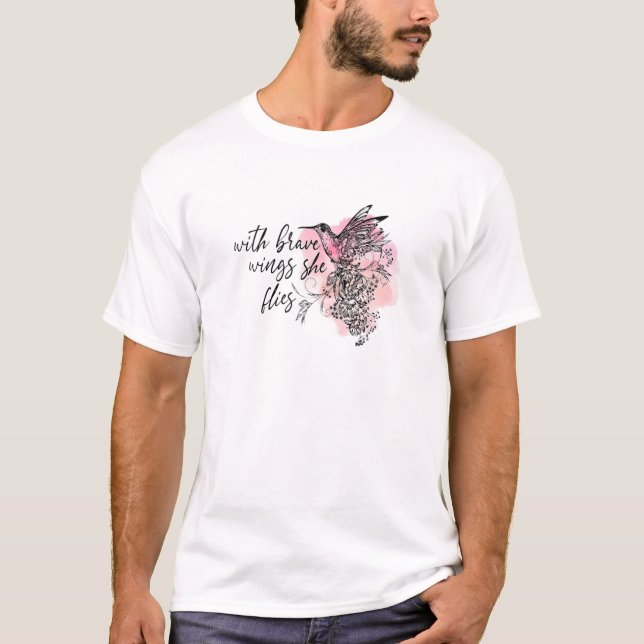 Camiseta Con las alas valientes vuela la fe cristiana Jesús (Anverso)