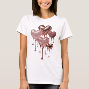 Camiseta con lema Corazones de Rosa Dorada Platead