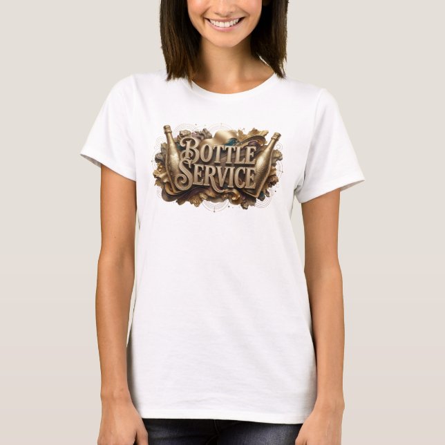 Camiseta con lema de SERVICIO DE BOTELLA de Naranj (Anverso)