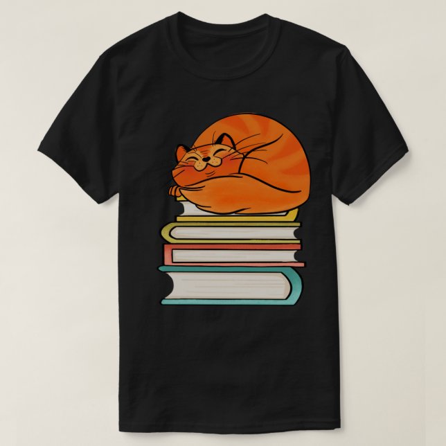 Camiseta Con Libros Y Gatos La Vida Es Dulce (Diseño del anverso)