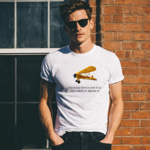 Camiseta Con Licencia para Volar y Contar Chistes Humor de 