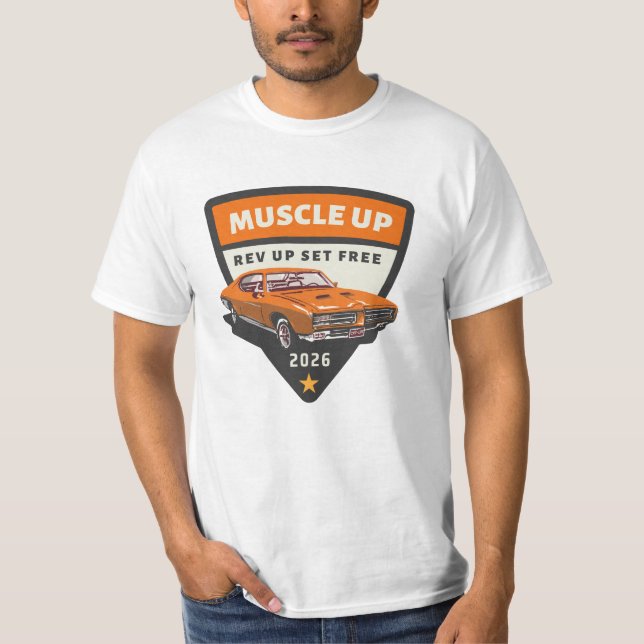 Camiseta con logo de coche Muscle up (Anverso)