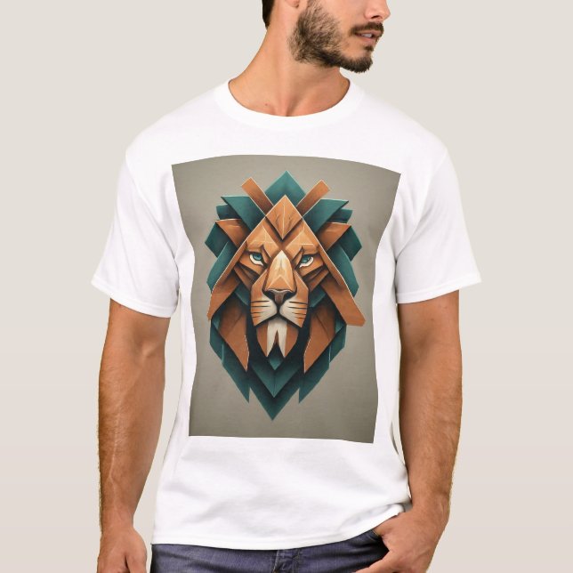 Camiseta con logotipo de león geométrico dinámico (Anverso)
