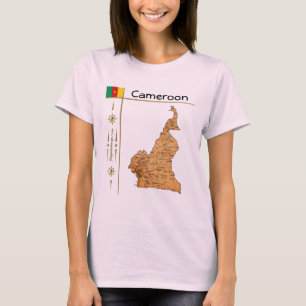 Camiseta con mapa de Camerún + bandera + título