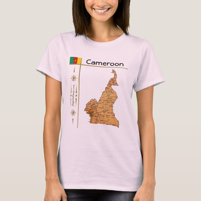 Camiseta con mapa de Camerún + bandera + título (Anverso)
