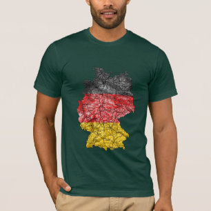 Camiseta con mapa de color de bandera de Alemania