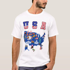 Camiseta con mapa de EE. UU. Símbolos americanos