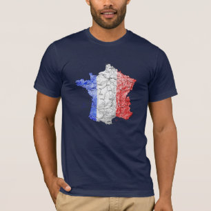 Camiseta con mapa de Francia con colores de bander