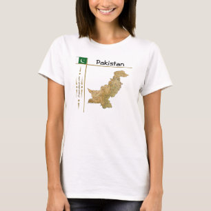 Camiseta con mapa de Pakistán + bandera + título