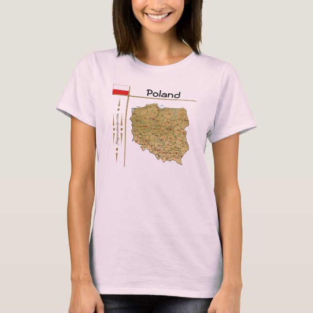 Camiseta con mapa de Polonia + bandera + título (Anverso)
