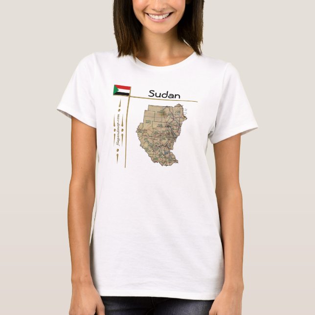 Camiseta con mapa de Sudán + bandera + título (Anverso)
