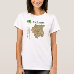 Camiseta con mapa de Surinam + bandera + título