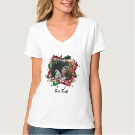 Camiseta con marco de Navidad para foto de mascota