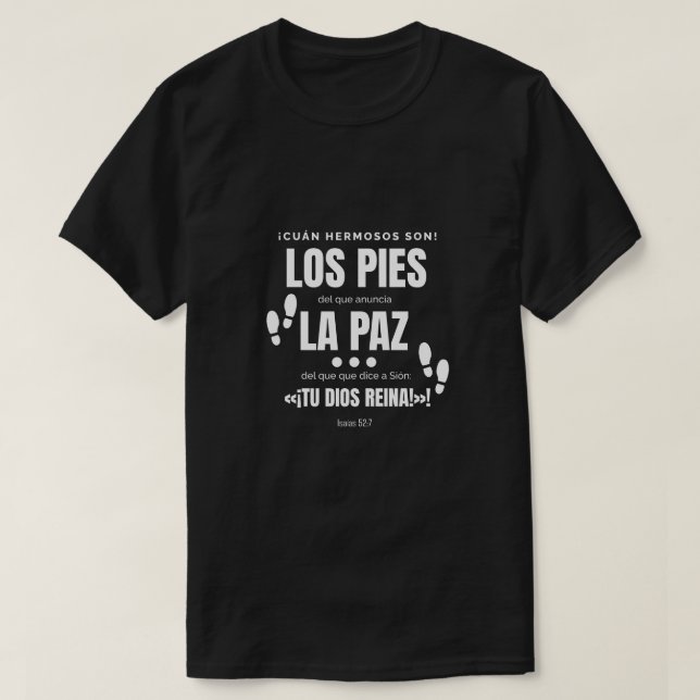 Camiseta con mensaje de luz, negra,bienaventurados (Diseño del anverso)