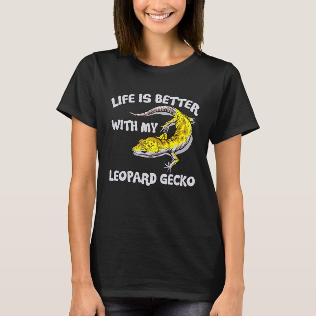 Camiseta Con mi reptil Gecko leopardo (Anverso)