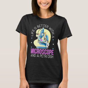 Camiseta Con Microscopio Y Una Ciencia De Petri Dish