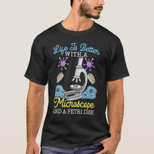 Camiseta Con Microscopio Y Una Ciencia De Petri Dish 1