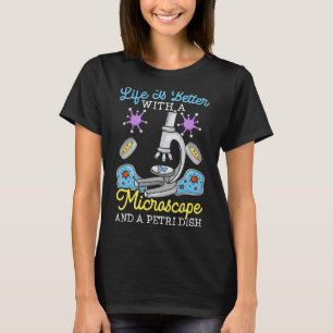 Camiseta Con Microscopio Y Una Ciencia De Petri Dish 1