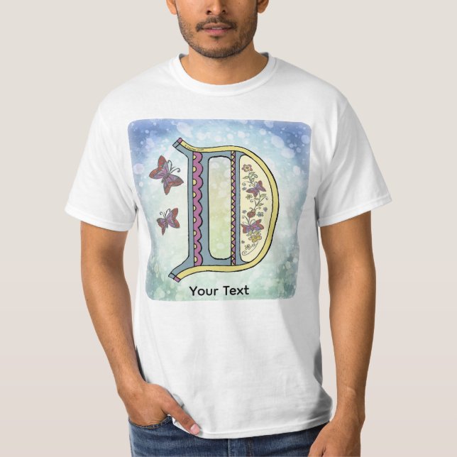 Camiseta con monograma floral D (Anverso)