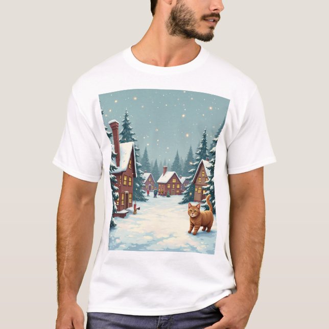 Camiseta con Navidades y gatos (Anverso)