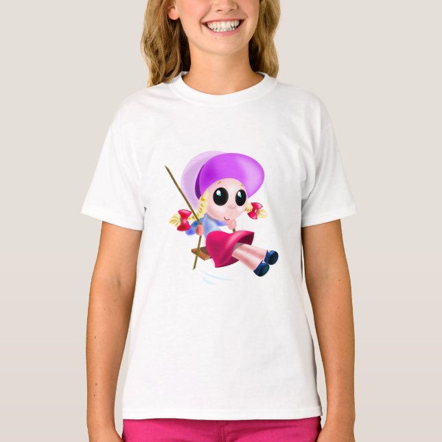 Camiseta con niñita balanceándose (Anverso)