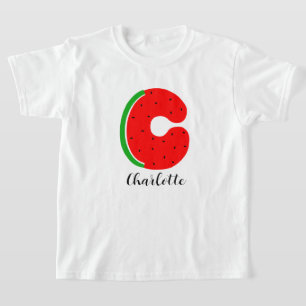 Camiseta con nombre C, sandía con nombre personali