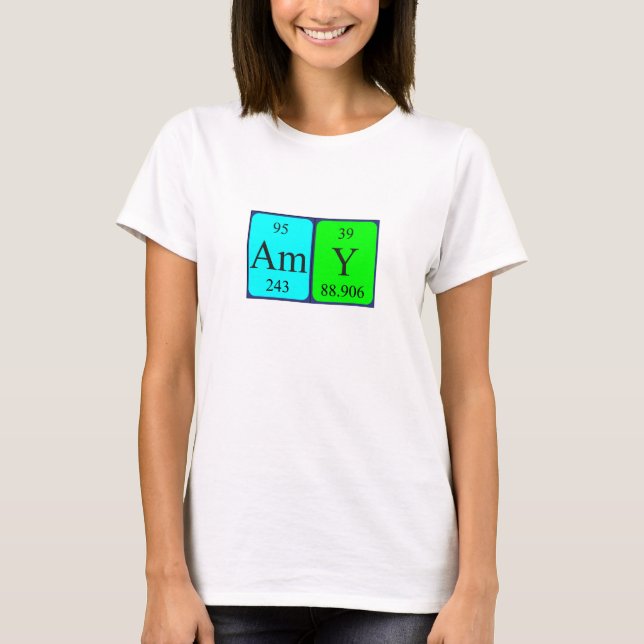 camiseta con nombres de tabla periódicos de Amy (Anverso)