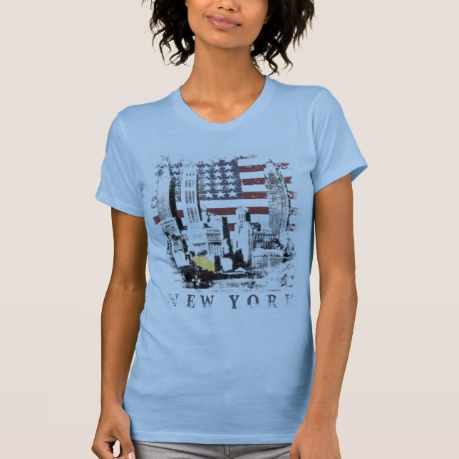 Camiseta con Nueva York Skyscrape sobre las barras (Anverso)