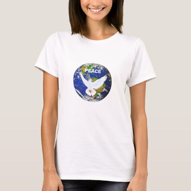 Camiseta con paloma de la paz y texto editable (Anverso)