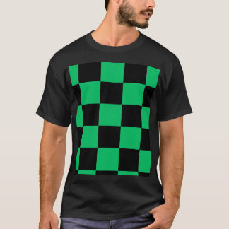 Camiseta con Patrón de Estilo Anime Negro y Verde