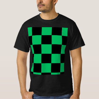 Camiseta con Patrón de Estilo Anime Negro y Verde