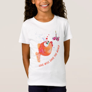 Camiseta con pez divertido y gusano con texto llam