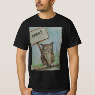 Camiseta con pintura de búho protestando