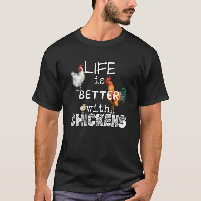 Camiseta con pollos de humor de granja lindo (Anverso)