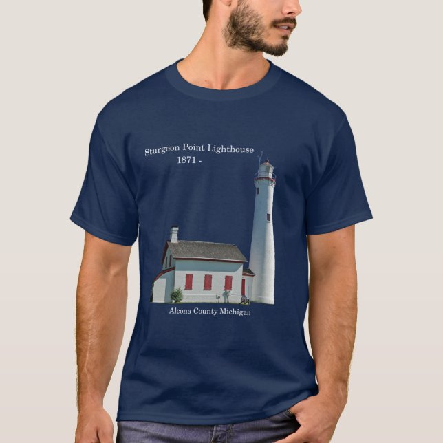 camiseta con recorte del faro de Sturgeon Point os (Anverso)