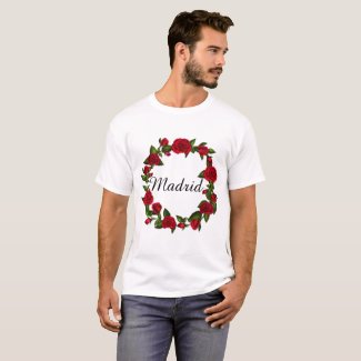 Camiseta Con rosas rojas de hombre y Madrid impreso