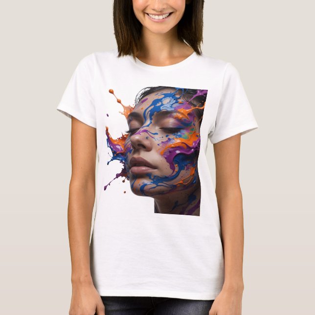 Camiseta con salpicaduras de pintura coloridas en  (Anverso)