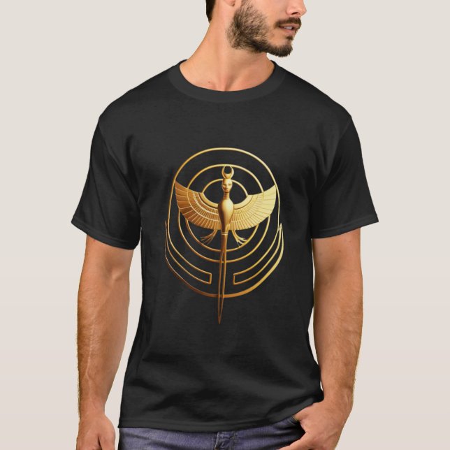 Camiseta con símbolo de ala egipcia dorada (Anverso)