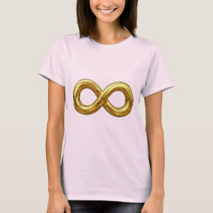 Camiseta con símbolo de infinito dorado brillante