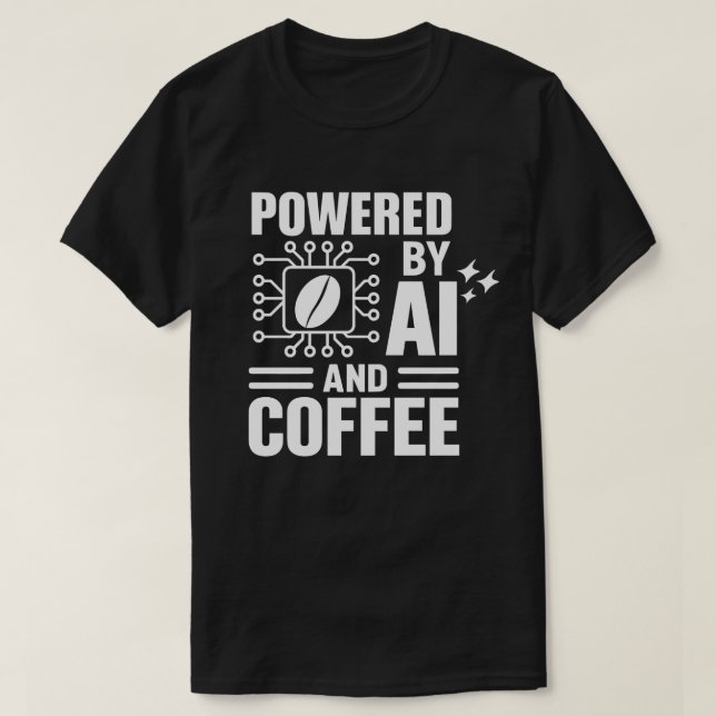 Camiseta Con Tecnología De IA Y Café | Humor Geek  (Diseño del anverso)