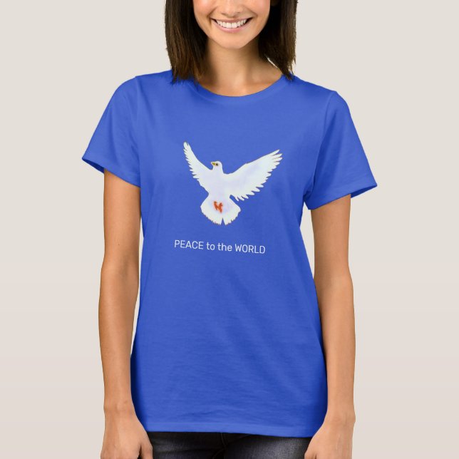 Camiseta con texto editable de paloma de la paz (Anverso)